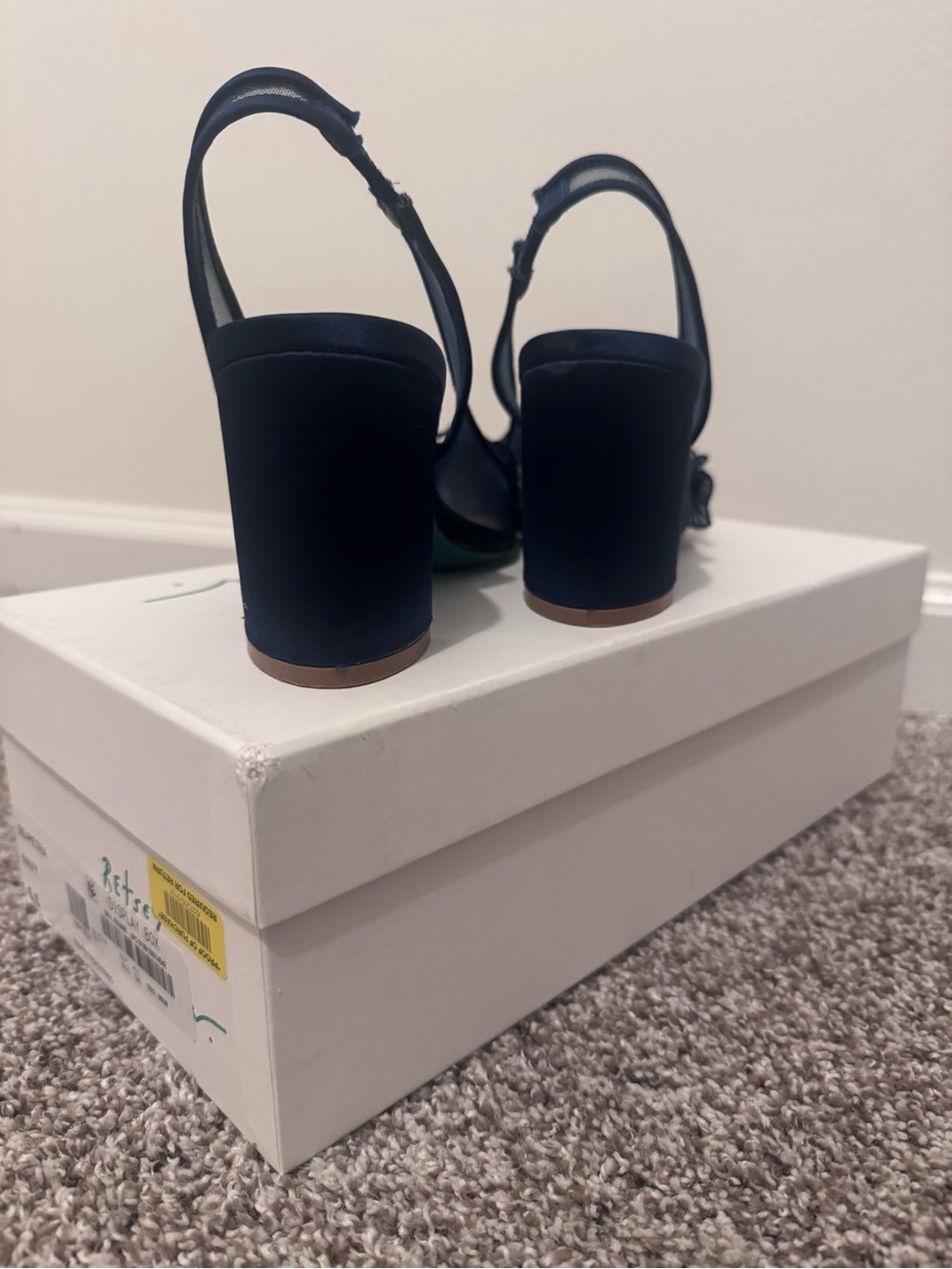 Betsey Johnson Embellished Navy Floral Slingback Heels - Picture 4 of 9